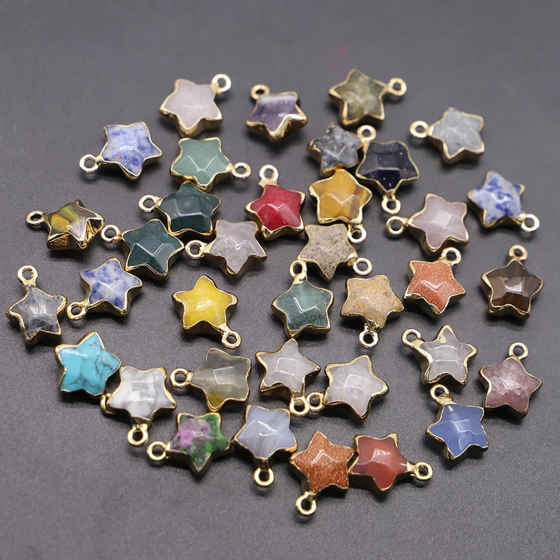 Sodalite Pentagram Star Pendants Gilded Edge 12PCS