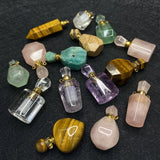 Natural Stone Perfume Bottle Necklace Charm Lady Powder Crystal