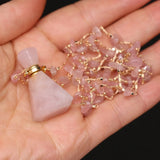 Pink Quartz Perfume Bottle Necklace for Women Love Gift