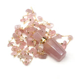 Pink Quartz Perfume Bottle Necklace for Women Love Gift