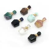 Natural Stone Perfume Bottle Pendant Amethysts Fluorite Clear Quartz Charms