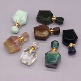 Natural Stone Perfume Bottle Pendant Amethysts Fluorite Clear Quartz Charms