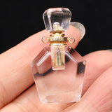 Natural Stone Perfume Bottle Pendant Amethysts Fluorite Clear Quartz Charms