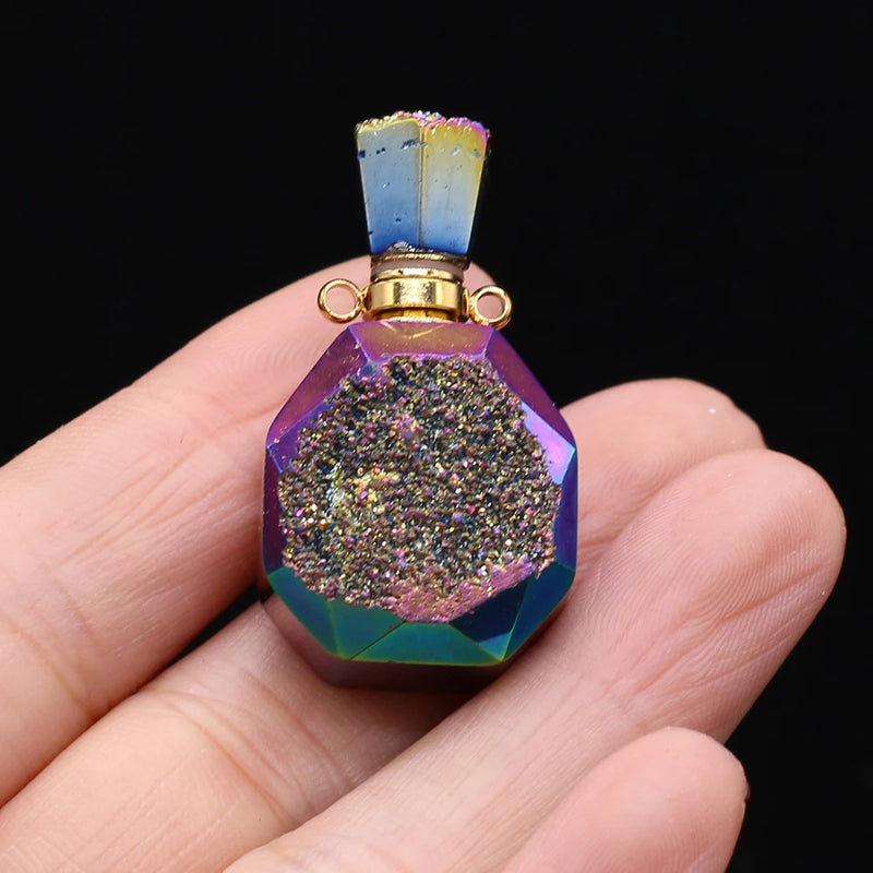 Natural Stone Perfume Bottle Pendant Charm for Necklace Making