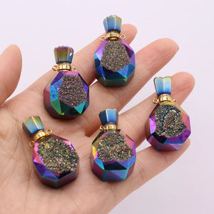 Natural Stone Perfume Bottle Pendant Charm for Necklace Making