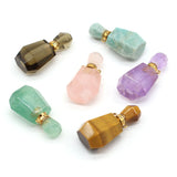 Natural Stone Perfume Bottle Pendant Clear Quartz Amazonite Amethyst