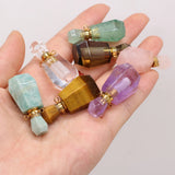 Natural Stone Perfume Bottle Pendant Clear Quartz Amazonite Amethyst
