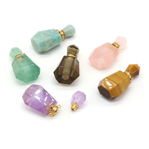 Natural Stone Perfume Bottle Pendant Clear Quartz Amazonite Amethyst
