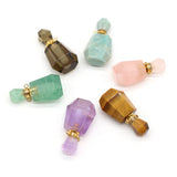 Natural Stone Perfume Bottle Pendant Clear Quartz Amazonite Amethyst
