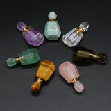 Natural Stone Perfume Bottle Pendant Clear Quartz Amazonite Amethyst