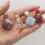 Natural Stone Perfume Bottle Pendant Semi-Precious For Jewelry Charms