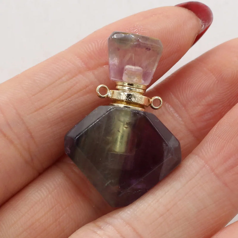 Natural Stone Perfume Bottle Pendant Semi-Precious For Jewelry Charms