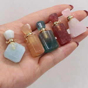 Natural Stone Perfume Bottle Pendant Semi-Precious For Jewelry Charms