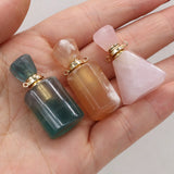 Natural Stone Perfume Bottle Pendant Semi-Precious For Jewelry Charms