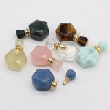 Natural Stone Perfume Bottle Pendant Agates Rose Quartz Jewelry Charms DIY