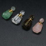 Natural Stone Perfume Bottle Pendant Smoky Quartz/Rose Quartz/Green Aventurine