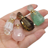 Natural Stone Perfume Bottle Pendant Smoky Quartz/Rose Quartz/Green Aventurine