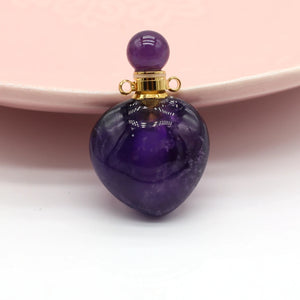 Amethyst Perfume Bottle Pendant Natural Stone Charms