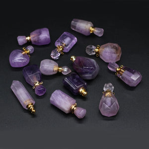 Amethyst Perfume Bottle Pendant Natural Stone Charms