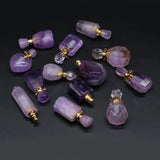 Amethyst Perfume Bottle Pendant Natural Stone Charms