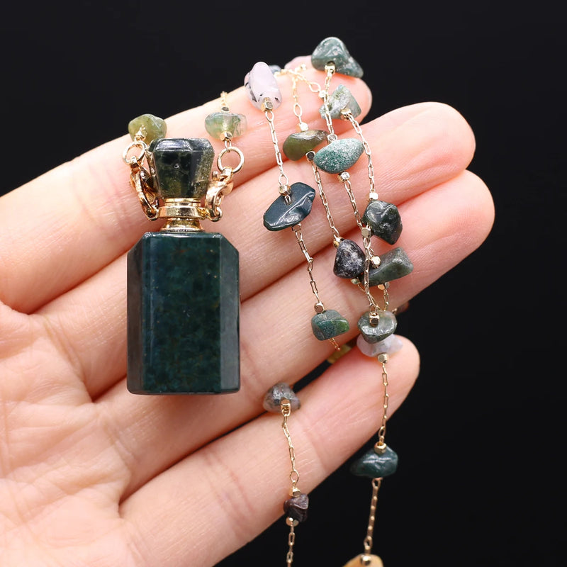 Stone Perfume Bottle Pendant Necklace Charms Essential Oil Diffuser