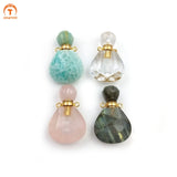 Natural Stone Perfume Bottle Pendant Essential Oil Diffuser Crystal Quartz Vial