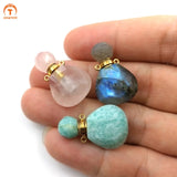 Natural Stone Perfume Bottle Pendant Essential Oil Diffuser Crystal Quartz Vial