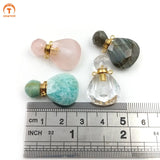 Natural Stone Perfume Bottle Pendant Essential Oil Diffuser Crystal Quartz Vial