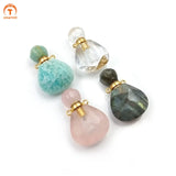 Natural Stone Perfume Bottle Pendant Essential Oil Diffuser Crystal Quartz Vial