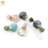 Natural Stone Perfume Bottle Pendant Essential Oil Diffuser Crystal Quartz Vial