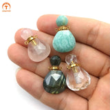 Natural Stone Perfume Bottle Pendant Essential Oil Diffuser Crystal Quartz Vial
