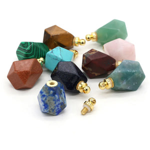 Natural Stone Perfume Bottle Pendant Semi-precious Charms for Jewelry Making DIY