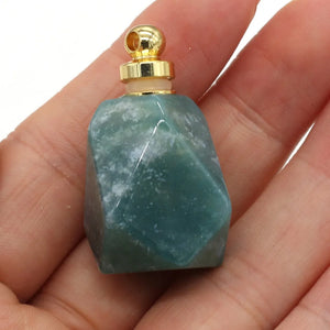Natural Stone Perfume Bottle Pendant Semi-precious Charms for Jewelry Making DIY