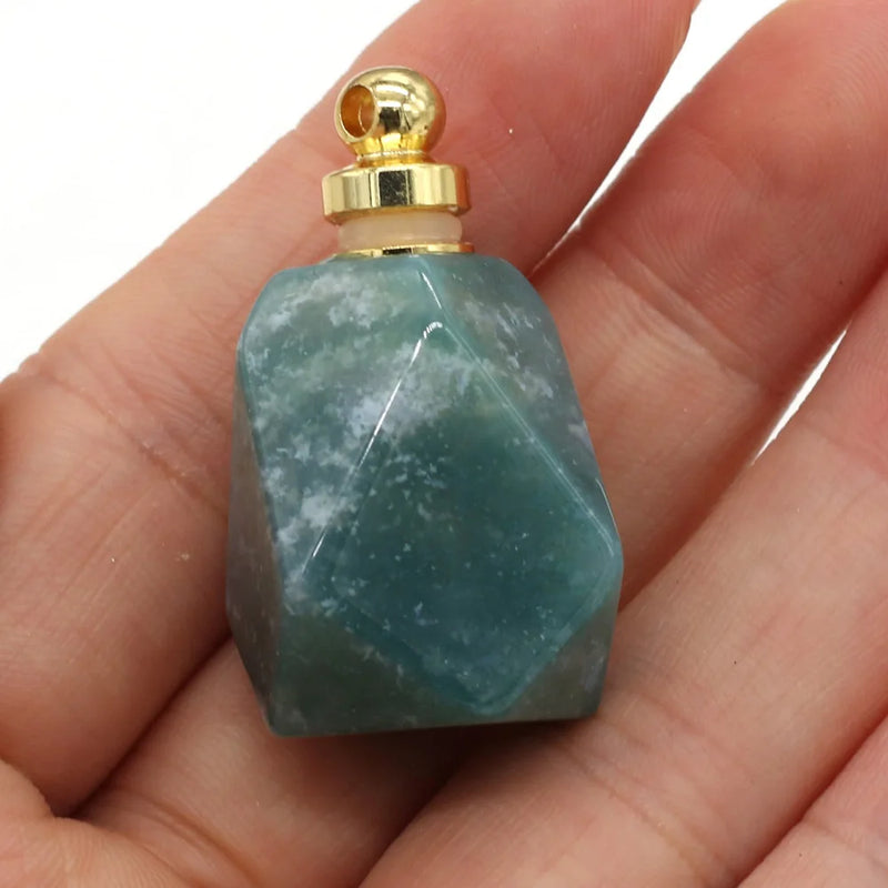 Natural Stone Perfume Bottle Pendant Semi-precious Charms for Jewelry Making DIY