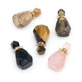 Stone Perfume Bottle Pendant - Rose Quartz/Agates/Smoky Quartz