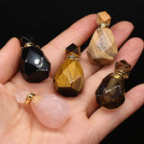 Stone Perfume Bottle Pendant - Rose Quartz/Agates/Smoky Quartz