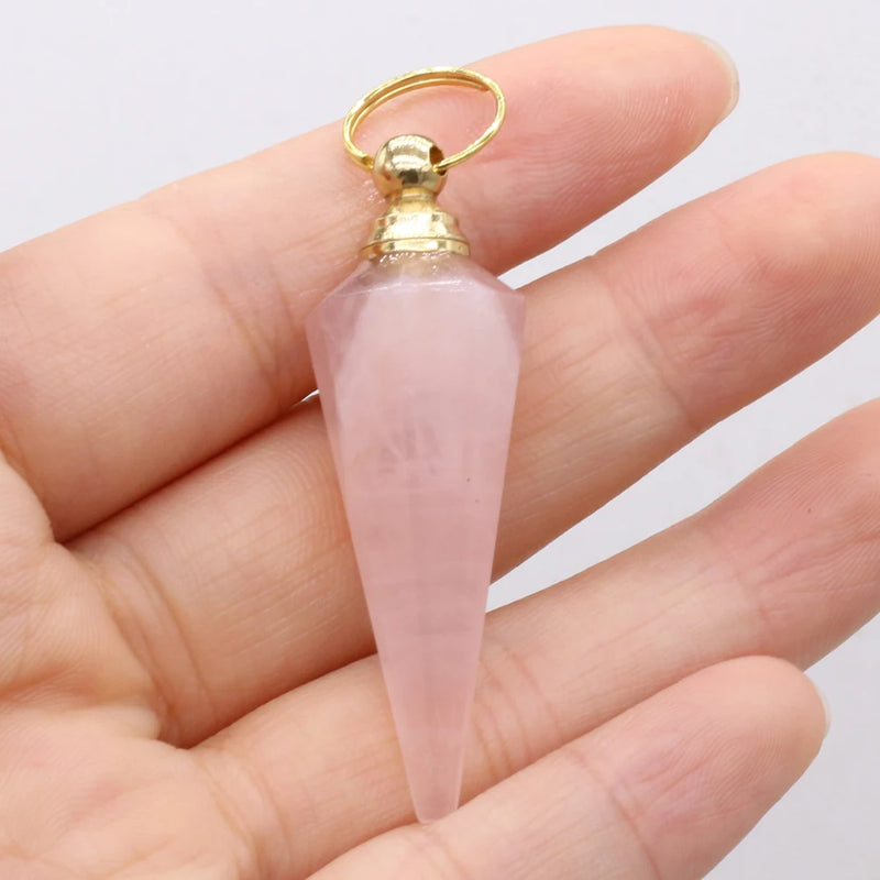 Natural Stone Perfume Bottle Pendant for Necklace