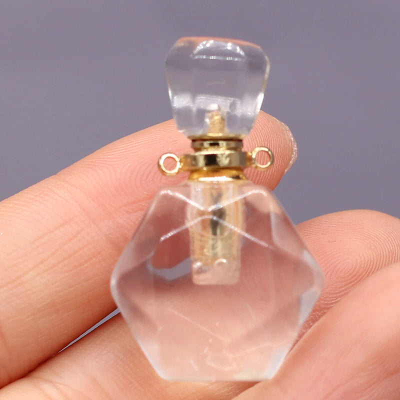Natural Stone Perfume Bottle Pendant - DIY Necklace Accessory