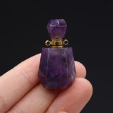 Natural Stone Perfume Bottle Pendant - Rose Quartzs Amethysts