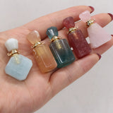 Natural Stone Perfume Bottle Pendant - Rose Quartzs Amethysts