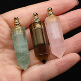Rose Quartz Natural Stone Perfume Bottle Pendant Charms