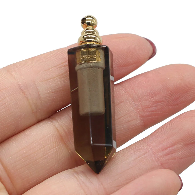 Rose Quartz Natural Stone Perfume Bottle Pendant Charms