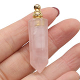 Rose Quartz Natural Stone Perfume Bottle Pendant Charms