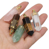 Rose Quartz Natural Stone Perfume Bottle Pendant Charms