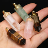Rose Quartz Natural Stone Perfume Bottle Pendant Charms