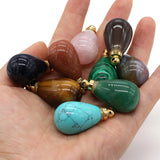 Natural Stone Perfume Bottle Pendant Round Drop Semi-precious Charms