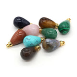 Natural Stone Perfume Bottle Pendant Round Drop Semi-precious Charms