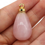 Natural Stone Perfume Bottle Pendant Round Drop Semi-precious Charms