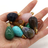 Natural Stone Perfume Bottle Pendant Round Drop Semi-precious Charms