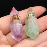 Natural Stone Perfume Bottle Pendant Amethysts Tiger Eyes Ston Jewelry DIY